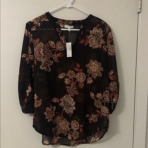 Maurices Black and Brown Floral Blouse